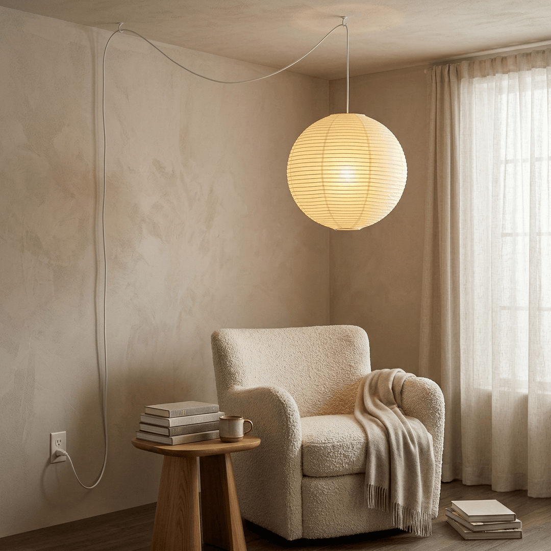 Japanese Simple Wabi-Sabi Ball Chandelier Inspired Paper Hanging Light