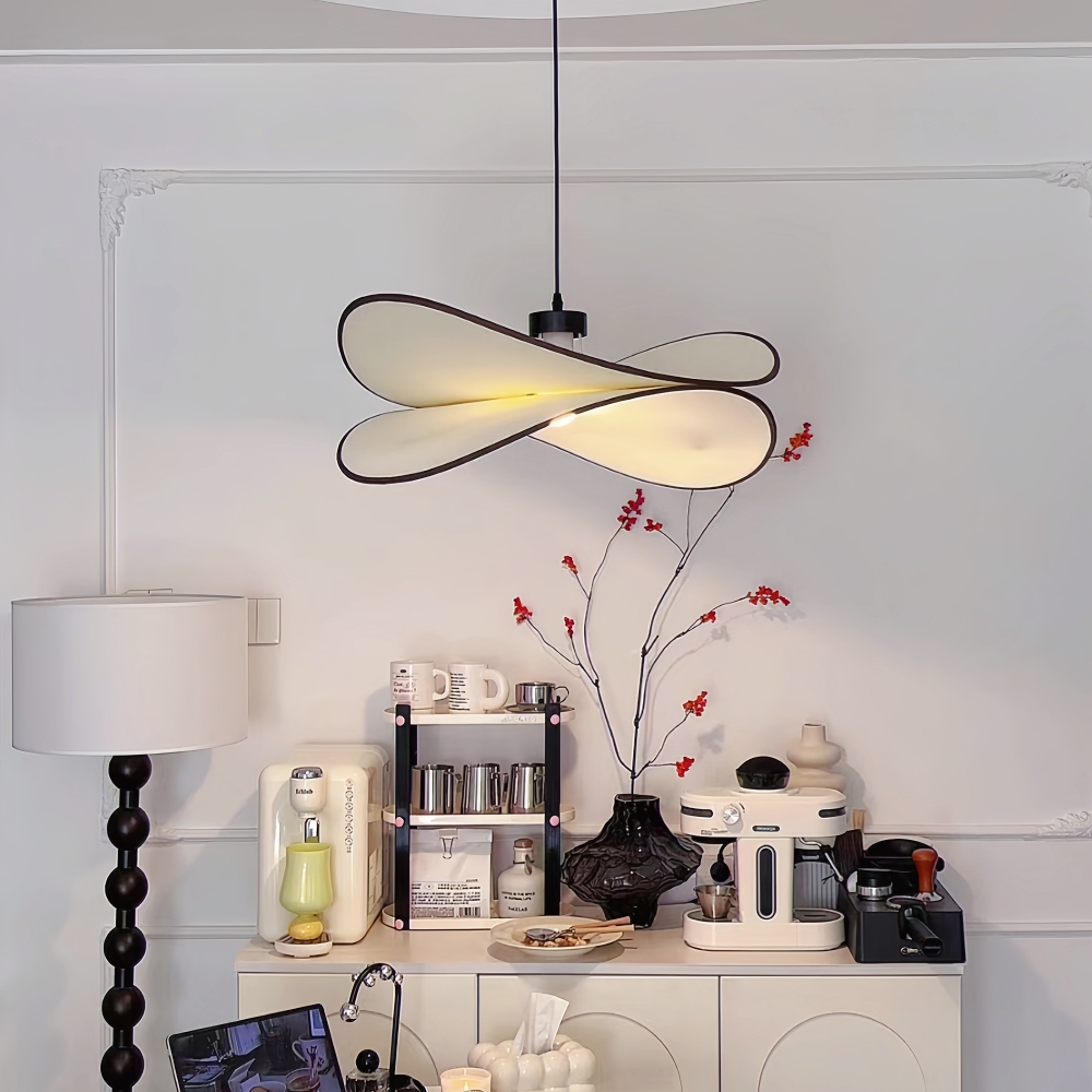 Japanese Wabi Sabi Style Bedroom Creative Potato Chip Shaped Fabric Pendant Light