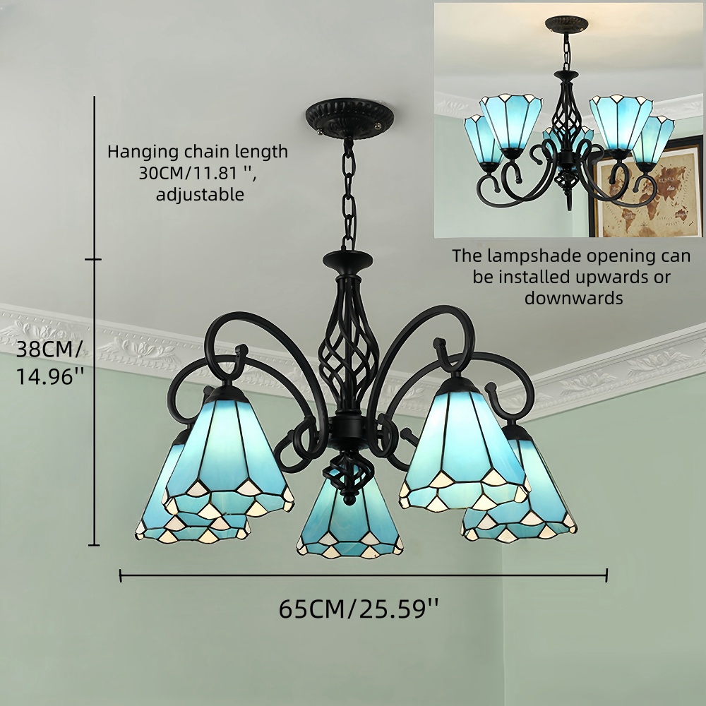 Mediterranean Style European Colored Glass Chandelier