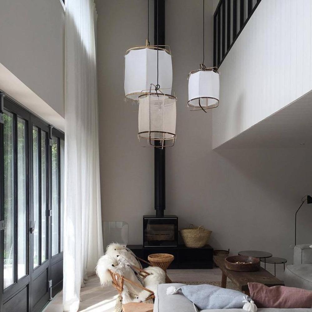 Japanese Retro Fabric Kongming Lantern Pendant Light Homestay Dining Room Chandelier