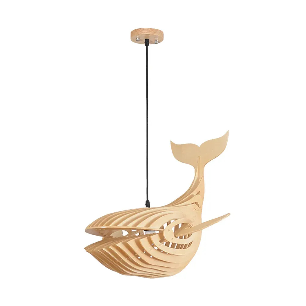 Creative Solid Wood Whale Chandelier Personalized Decorative Fish Shaped Chandelier