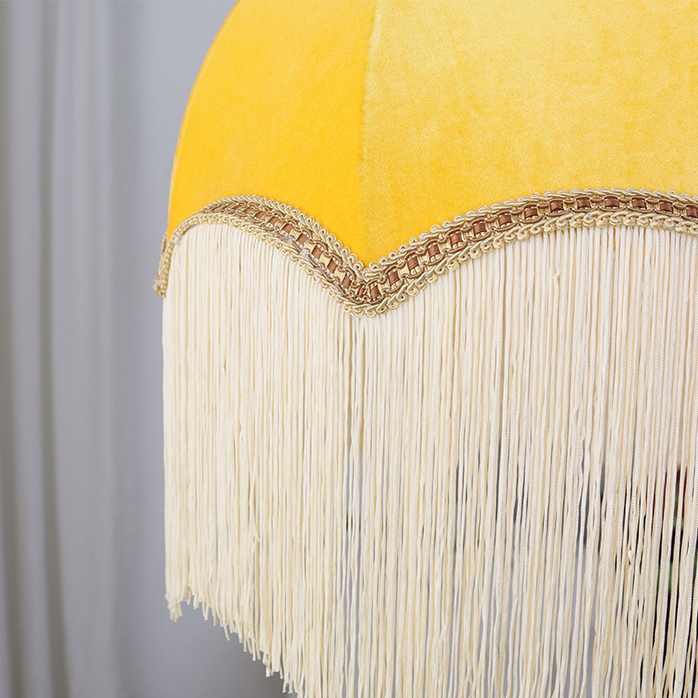 American Retro Lemon Yellow Lamp Shade Bedroom Decorative Tassel Chandelier