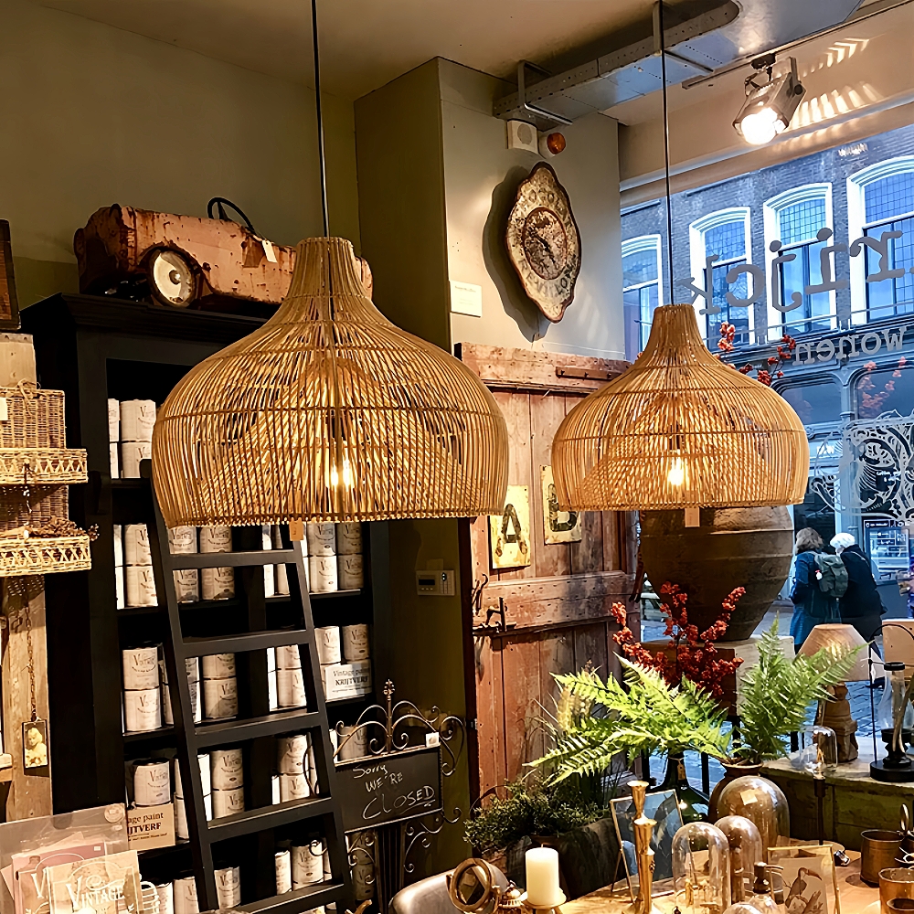 Boho Large Handmade Rattan Pendant Light