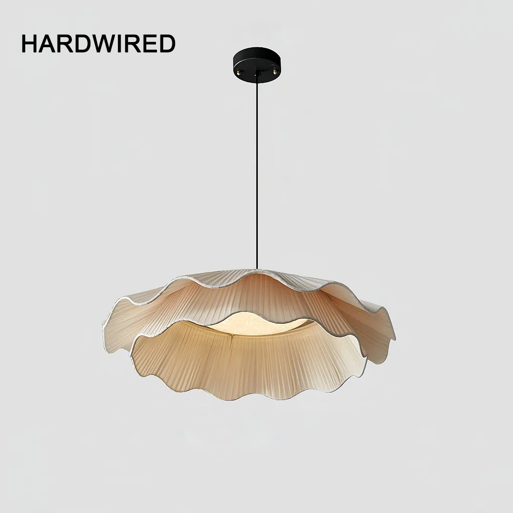 Double Layers Fabric LED White Dining Room Pendant Light