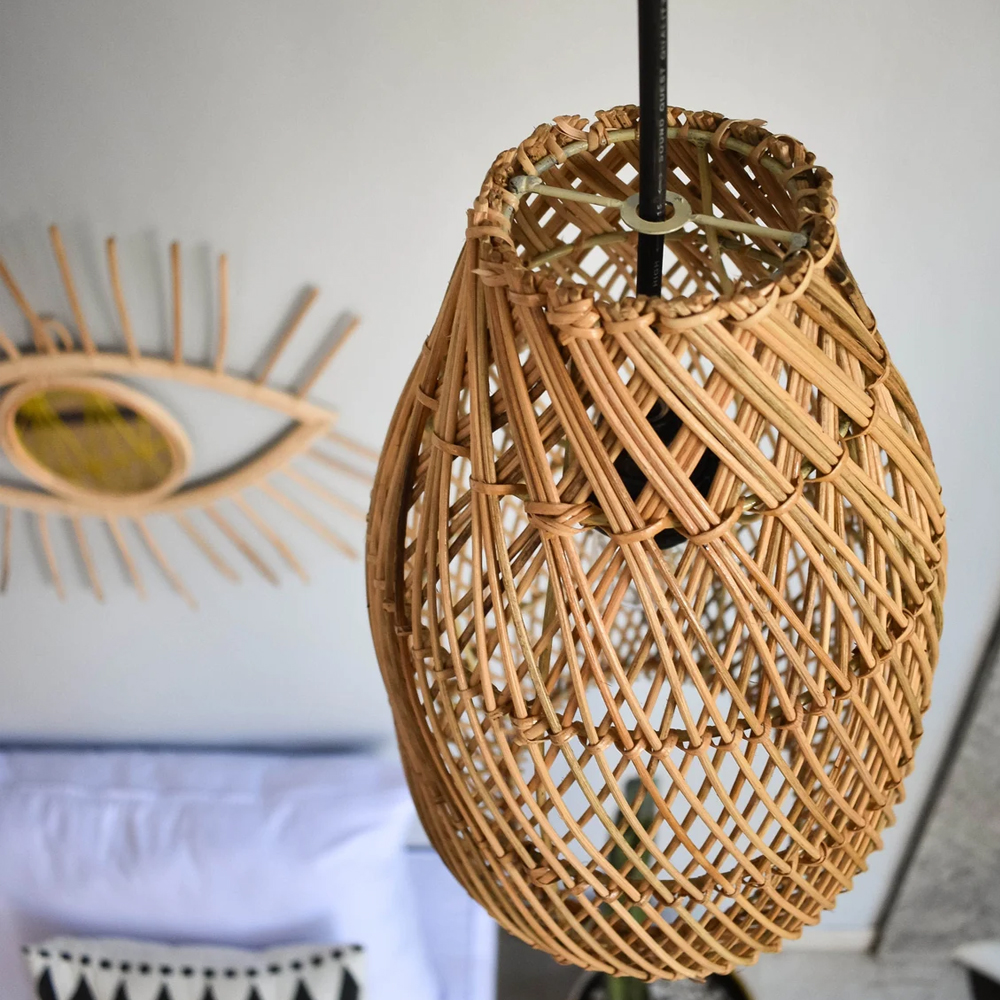Boho Kitchen Lighting Fixture Unique Handmade Rattan Pendant Lamp Shade