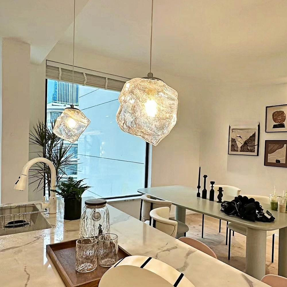Modern Minimalist Art Ice Glass Pendant Light Creative Entrance Bar Counter Pendant Light