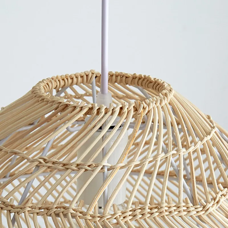 Bohemia Natural Rattan Woven Pendant Light Tatami Black Hanging Lamp Coastal Design