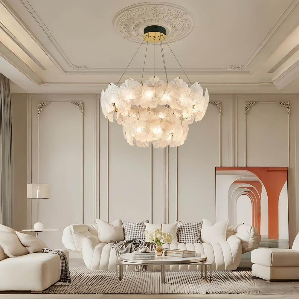 Modern French Snowflake Creative Glass Chandelier Living Room Bedroom Lighting Fixtures