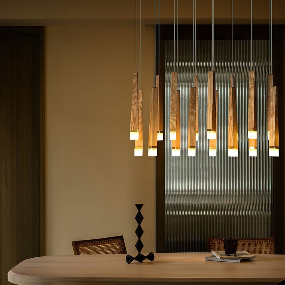 Nordic Style Solid Wood Matchstick Pendant Lamp