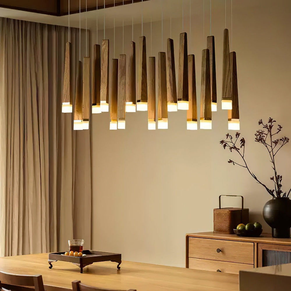 Nordic Style Solid Wood Matchstick Pendant Lamp