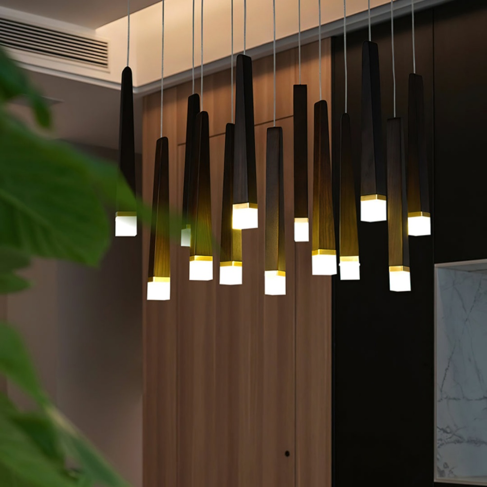 Nordic Style Solid Wood Matchstick Pendant Lamp