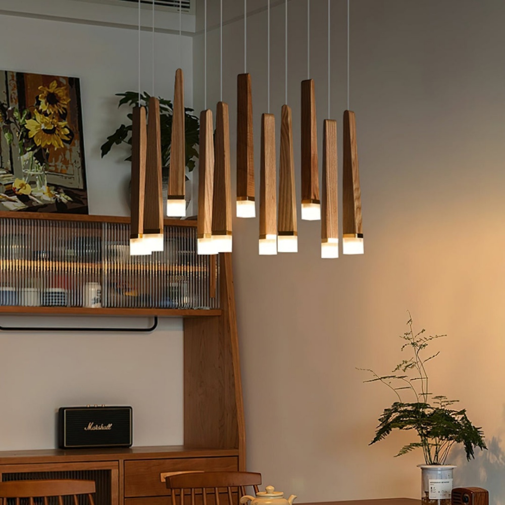 Nordic Style Solid Wood Matchstick Pendant Lamp