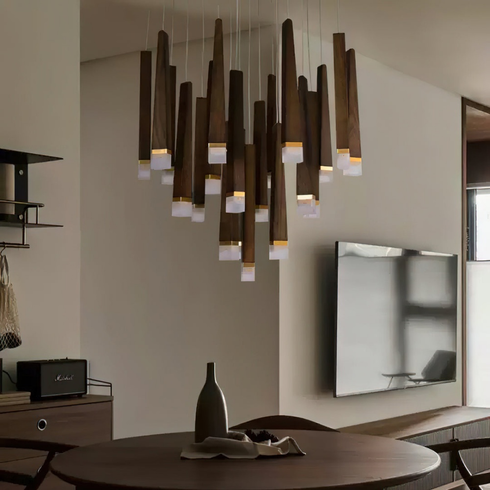 Nordic Style Solid Wood Matchstick Pendant Lamp