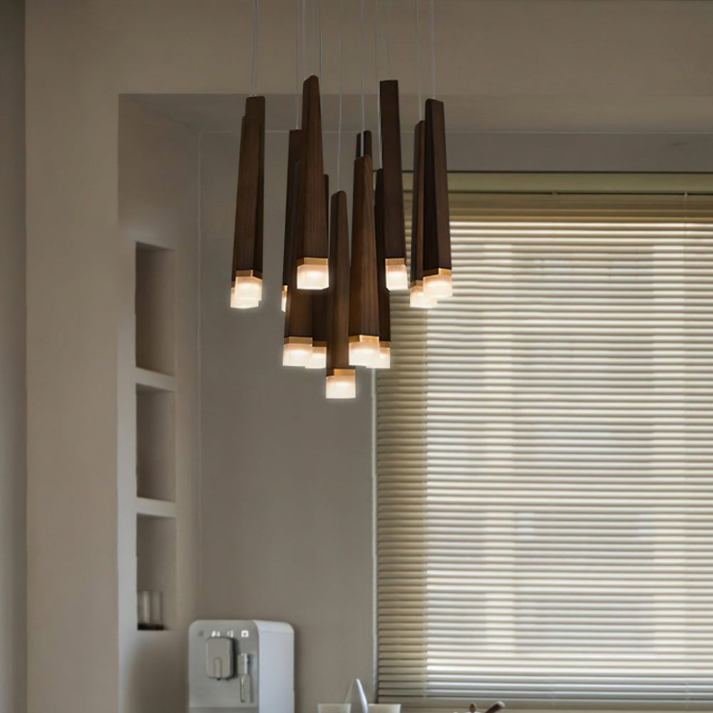 Nordic Style Solid Wood Matchstick Pendant Lamp