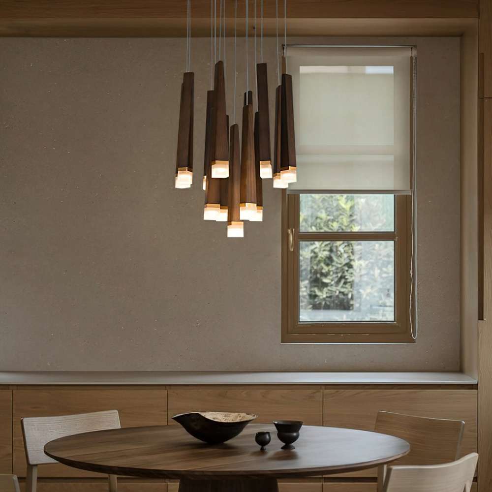Nordic Style Solid Wood Matchstick Pendant Lamp