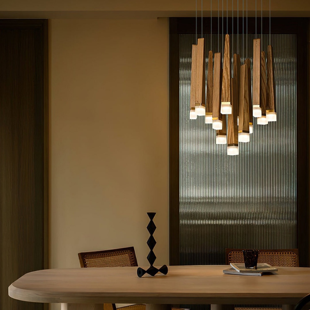Nordic Style Solid Wood Matchstick Pendant Lamp