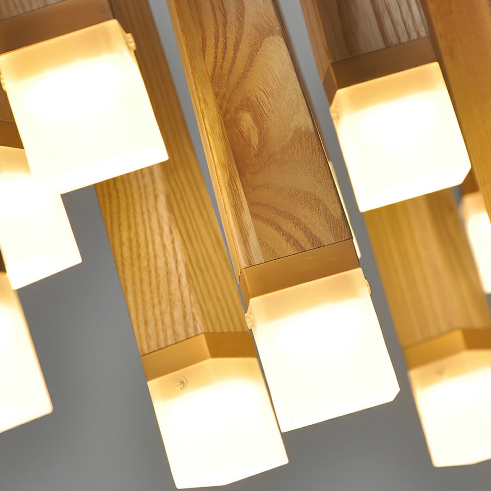 Nordic Style Solid Wood Matchstick Pendant Lamp