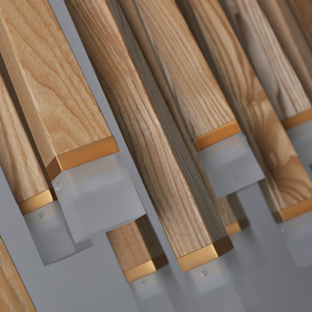 Nordic Style Solid Wood Matchstick Pendant Lamp