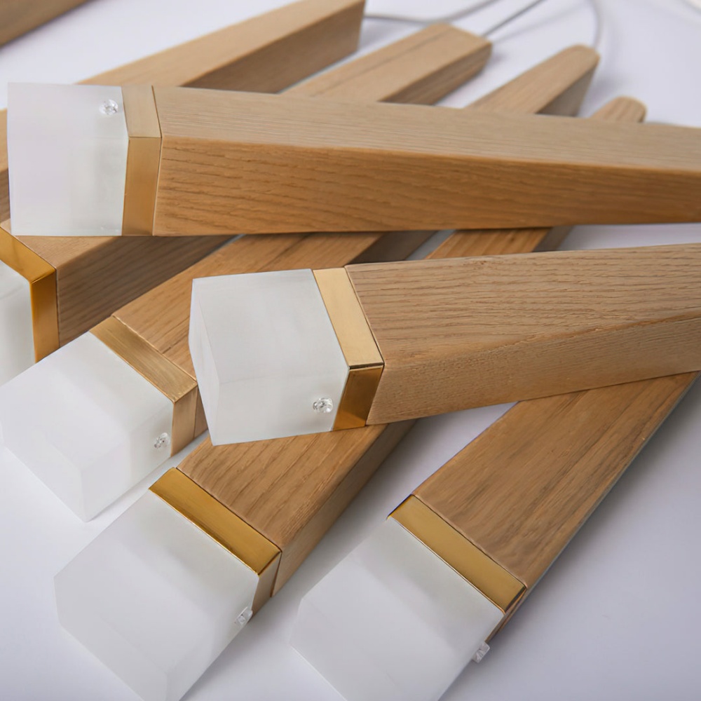Nordic Style Solid Wood Matchstick Pendant Lamp