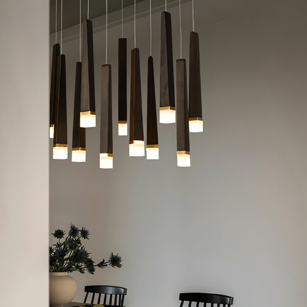 Nordic Style Solid Wood Matchstick Pendant Lamp