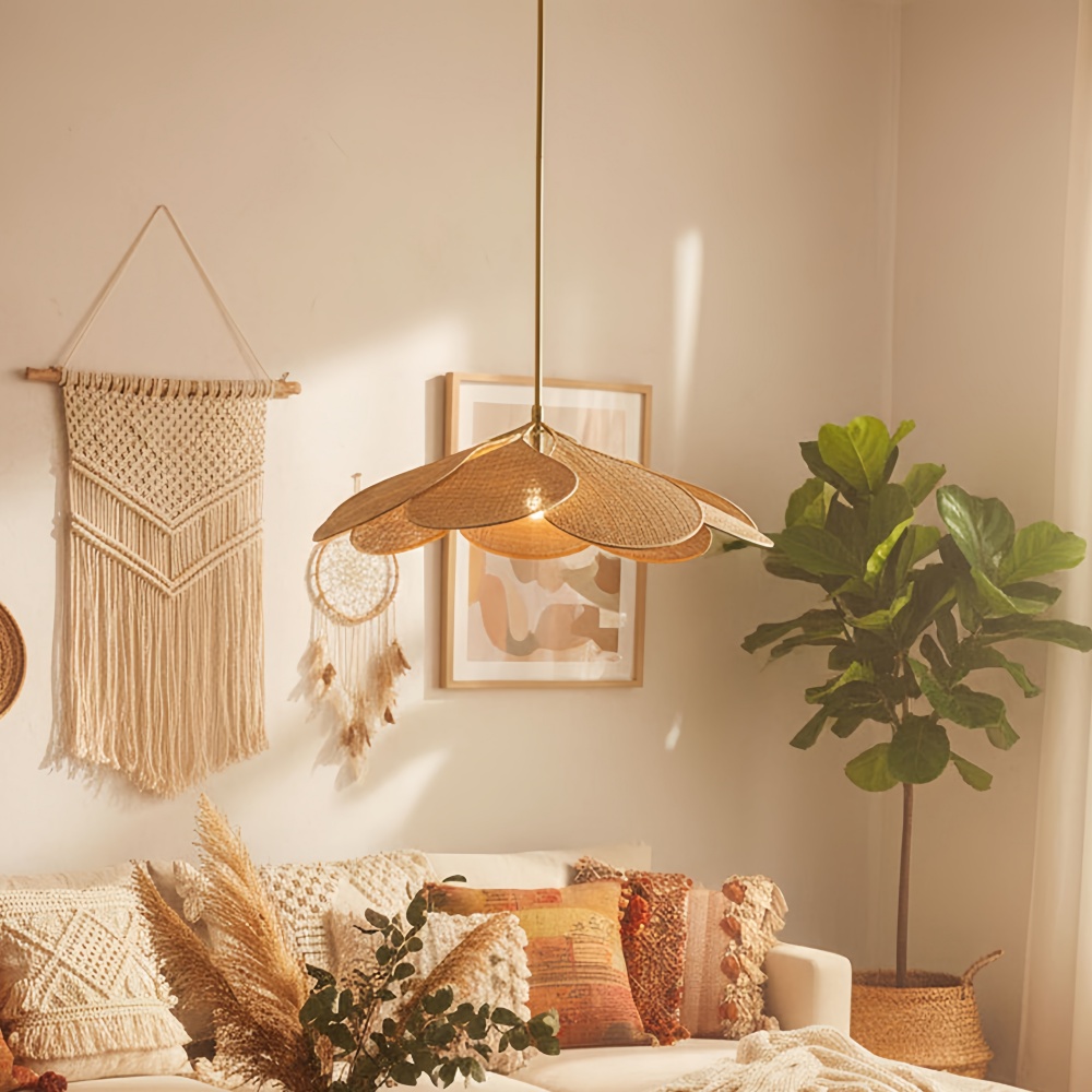 Japanese Wabi-Sabi Petal-Shaped Fabric Pendant Lamp