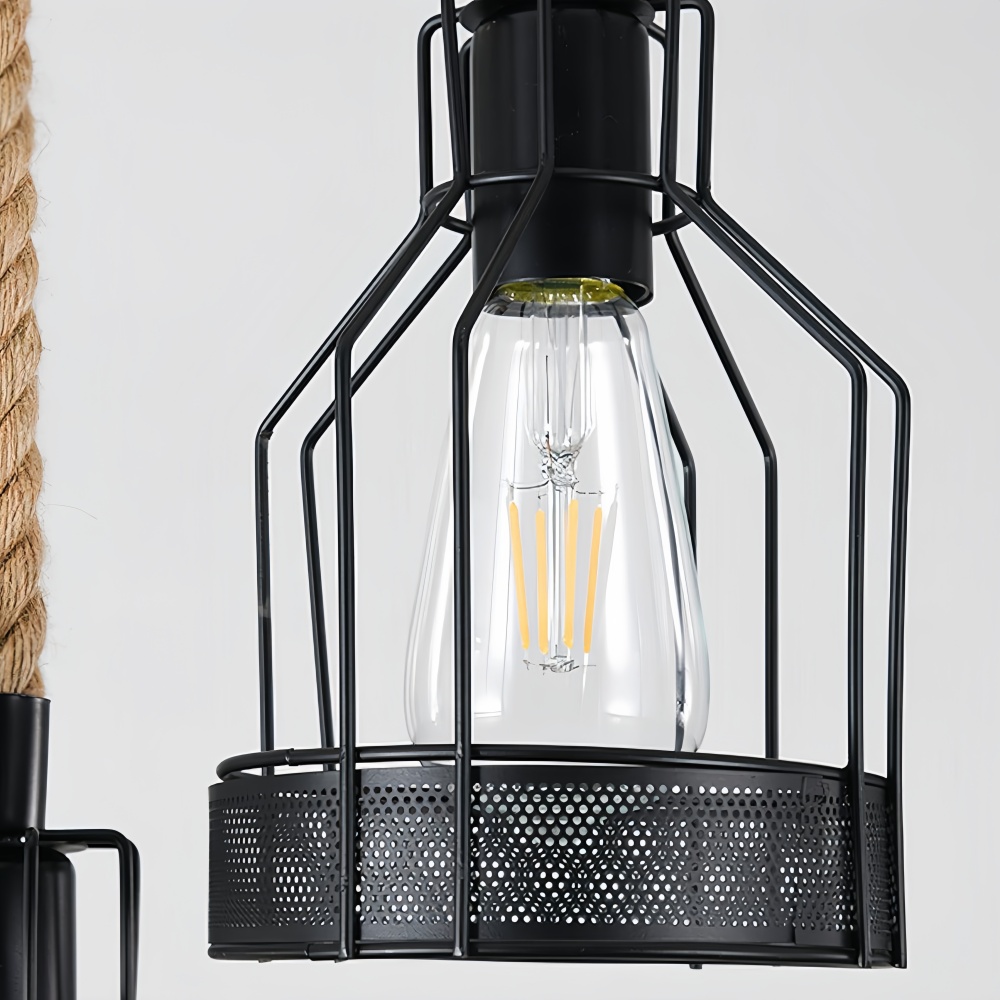 Retro Industrial Style Hemp Rope Grenade Pendant Lamp