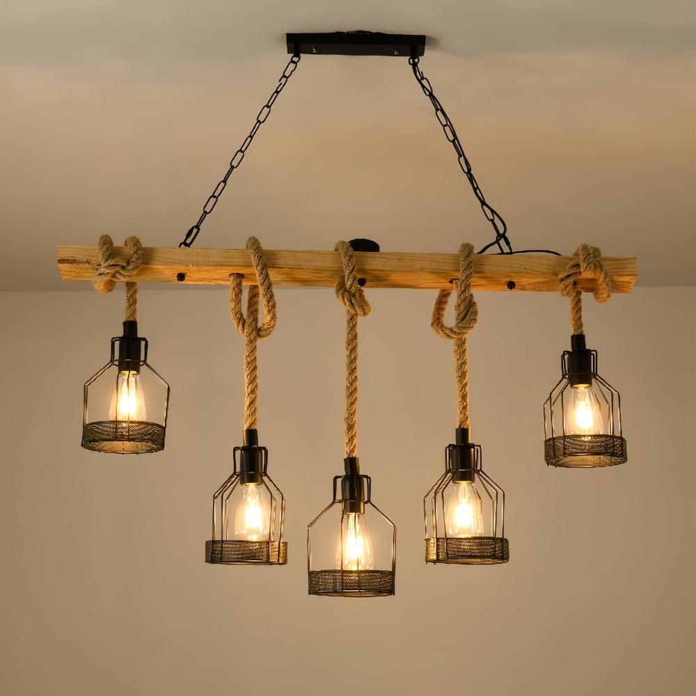 Retro Industrial Style Hemp Rope Grenade Pendant Lamp
