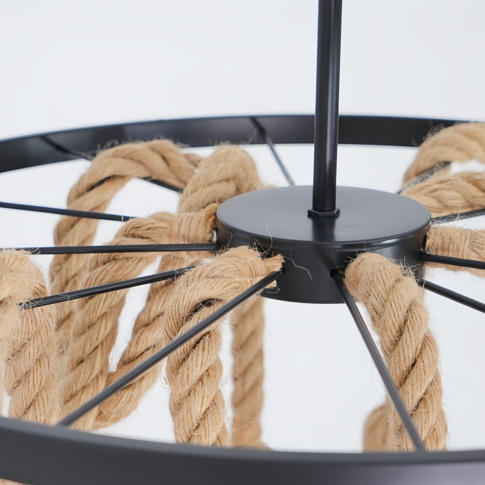 Vintage Industrial Hemp Rope Chandelier Restaurant & Coffee Shop Decor