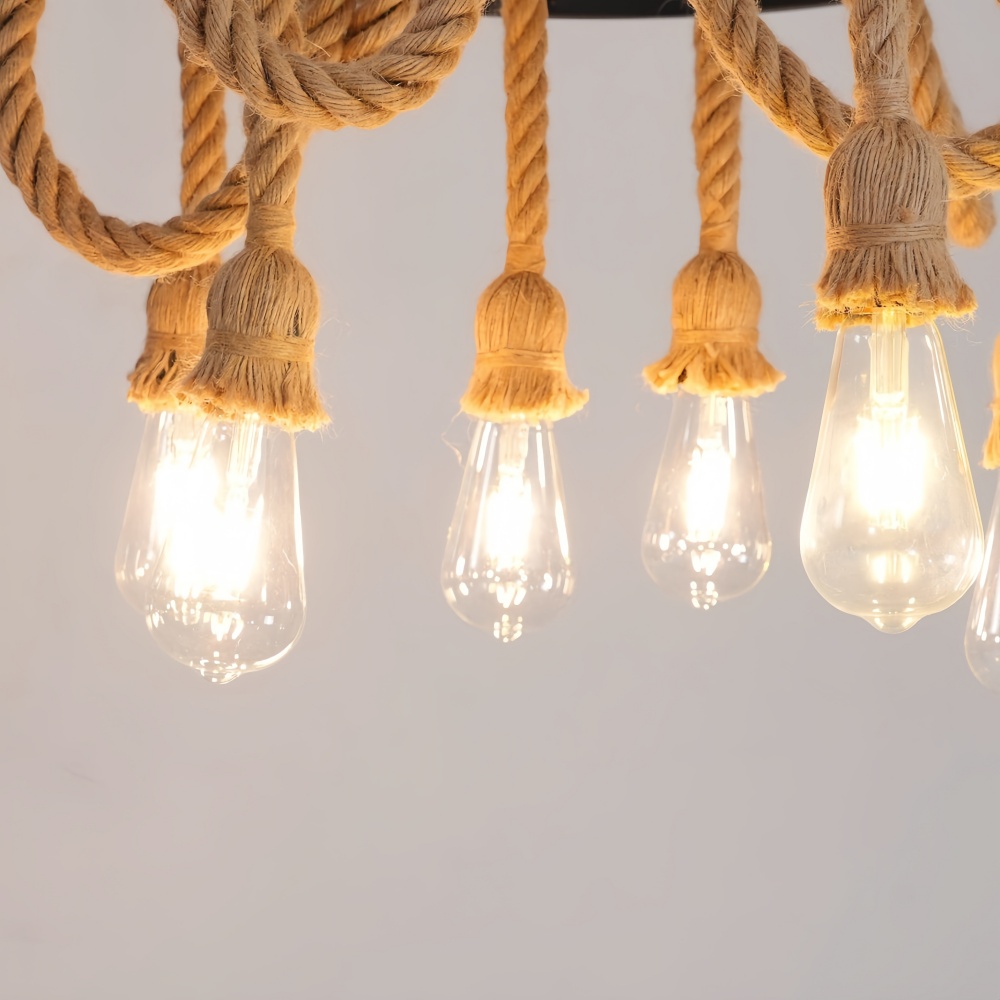Vintage Industrial Hemp Rope Chandelier Restaurant & Coffee Shop Decor