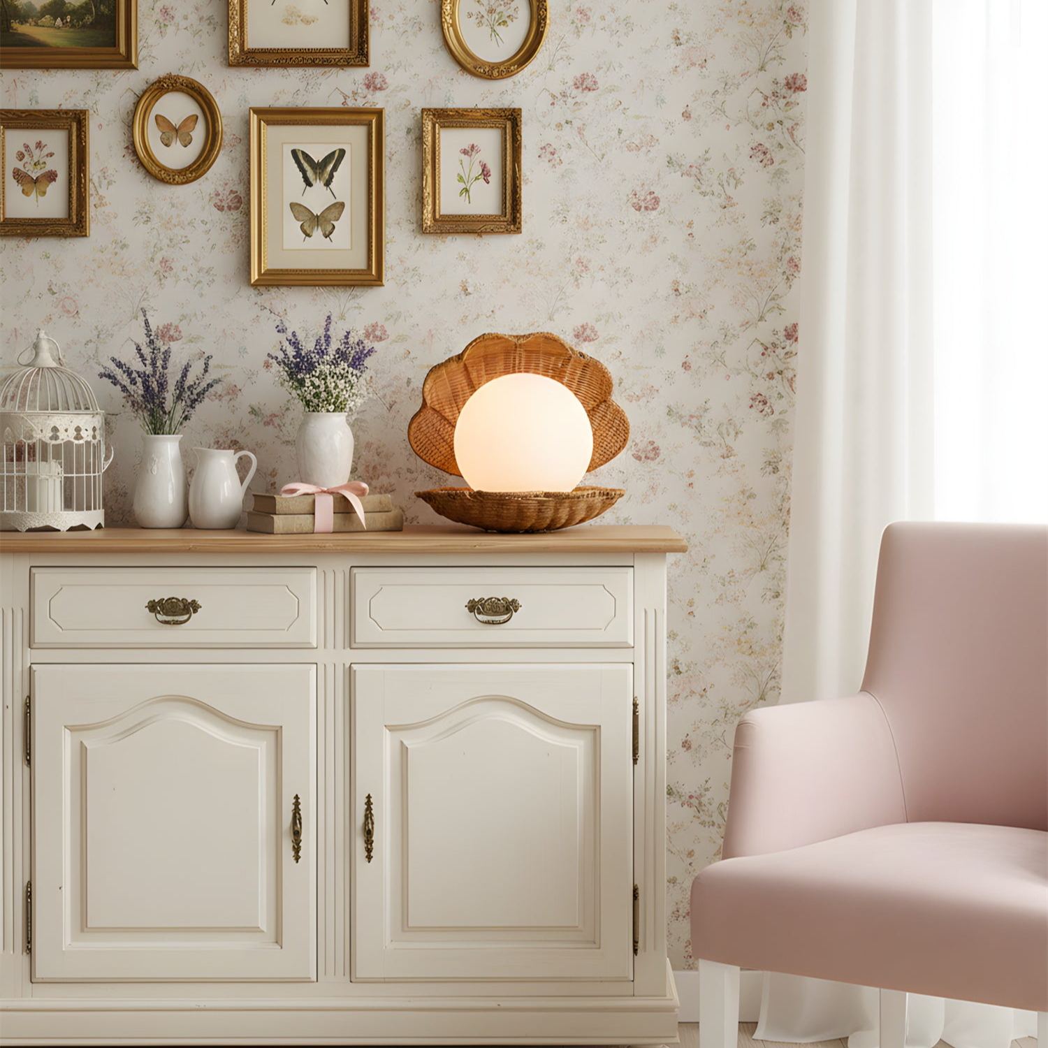 Iris Clam Shell Table Lamp Coastal Seashell Bedside Light