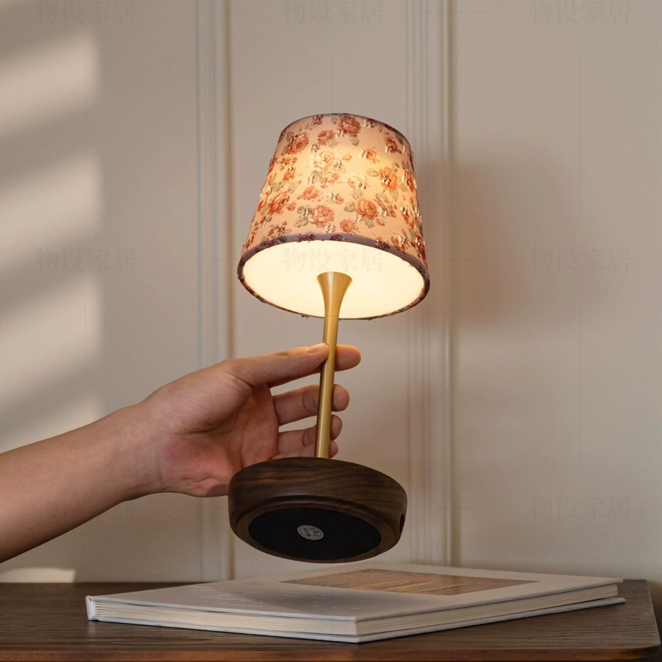 Brass & Wood Touch Table Lamp Dimmable Bedside Accent Light