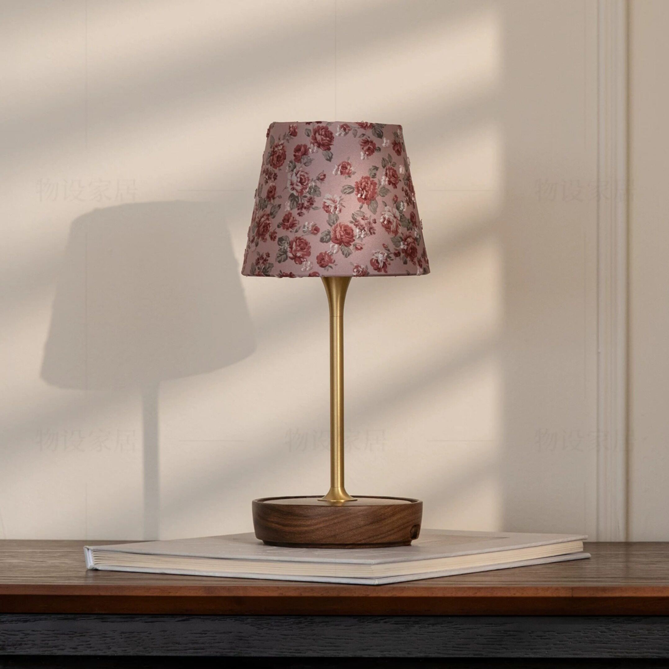 Brass & Wood Touch Table Lamp Dimmable Bedside Accent Light