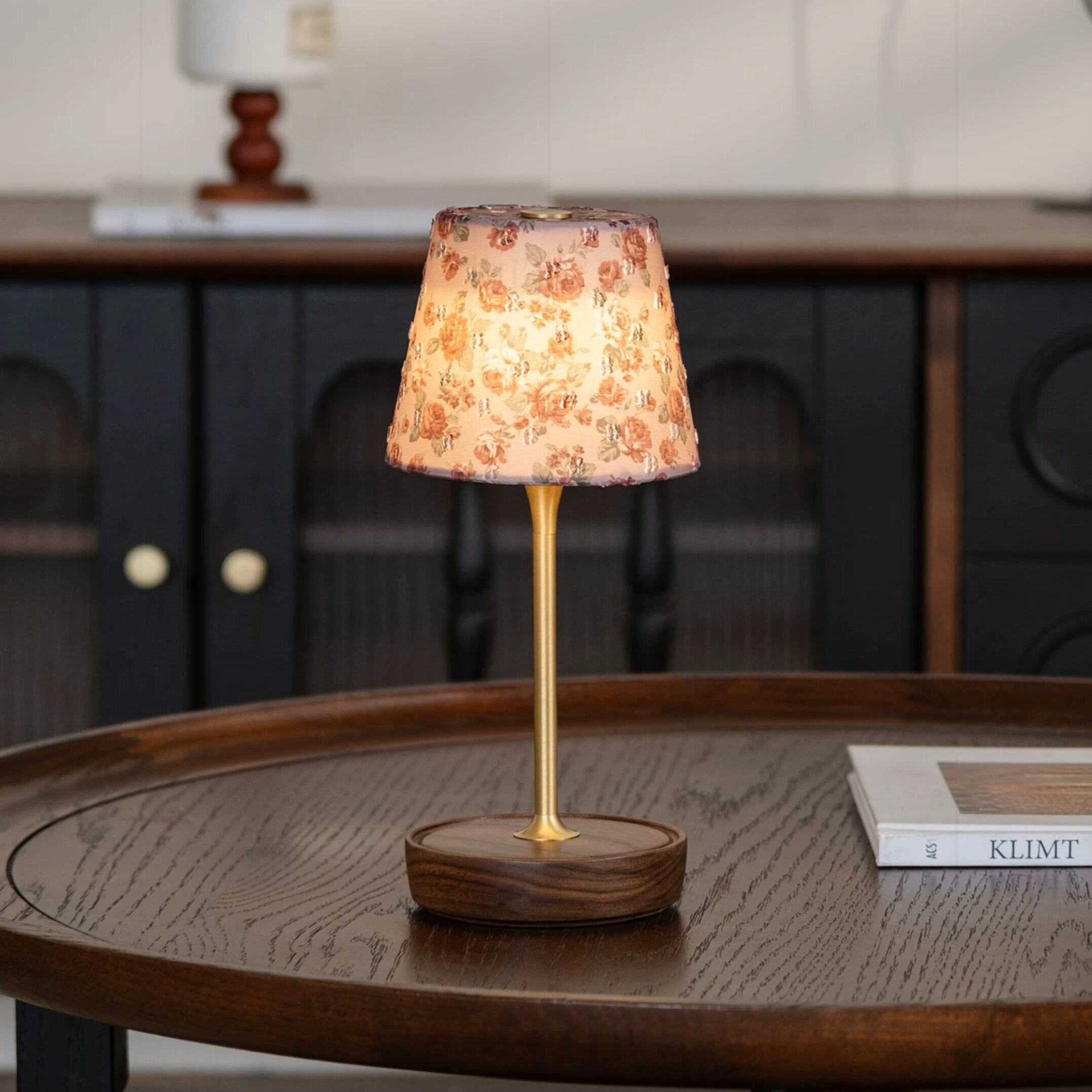 Brass & Wood Touch Table Lamp Dimmable Bedside Accent Light