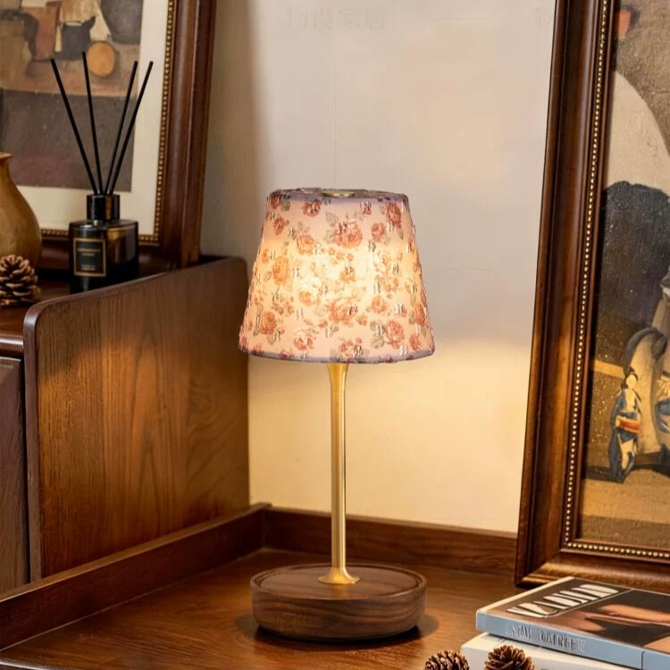 Brass & Wood Touch Table Lamp Dimmable Bedside Accent Light