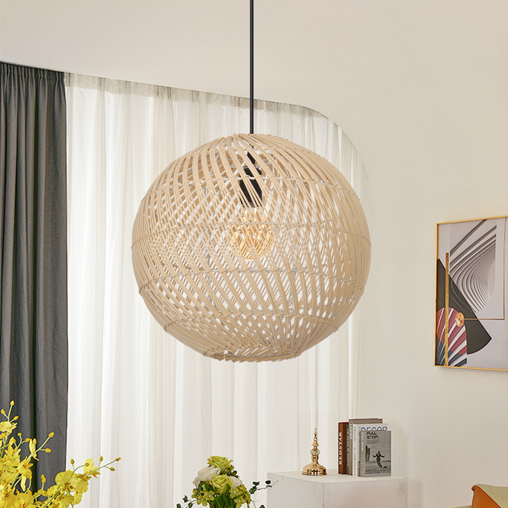 Southeast Asian Style Handmade Rattan Water-Pattern Shade Pendant Light