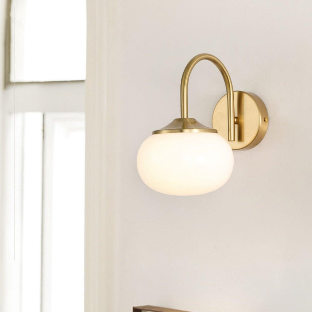 Sleek Bauhaus Cream Glass Wall Lamp