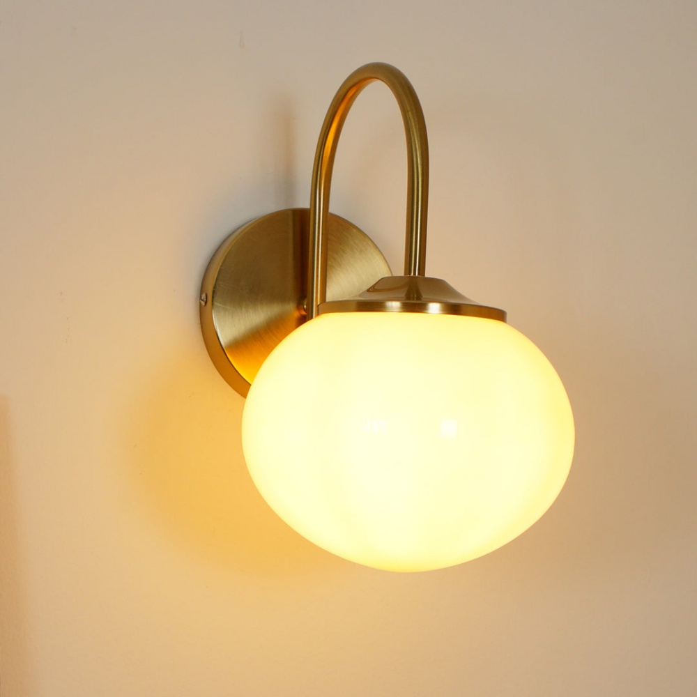 Sleek Bauhaus Cream Glass Wall Lamp