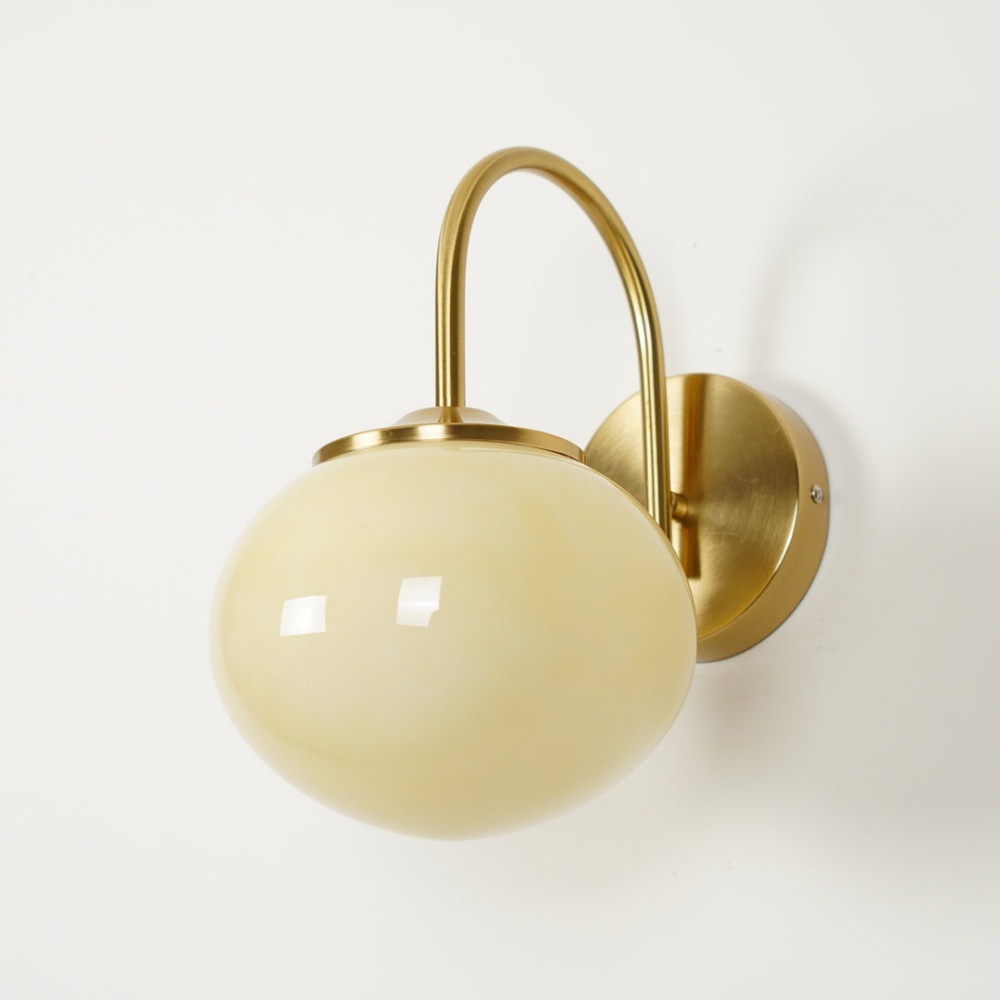 Sleek Bauhaus Cream Glass Wall Lamp