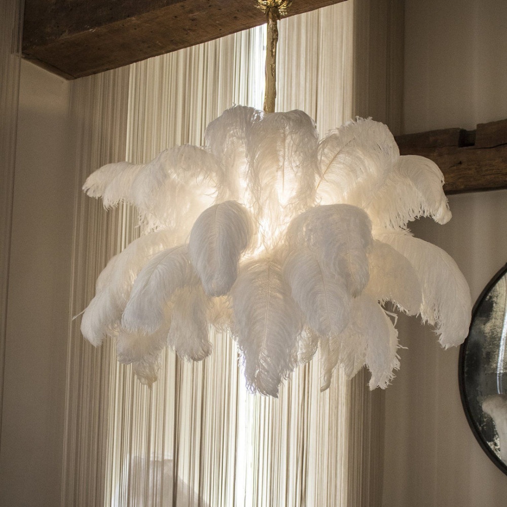 Nordic-Style Multi-Colored Feather Chandelier  Creative Art Light for Living Room