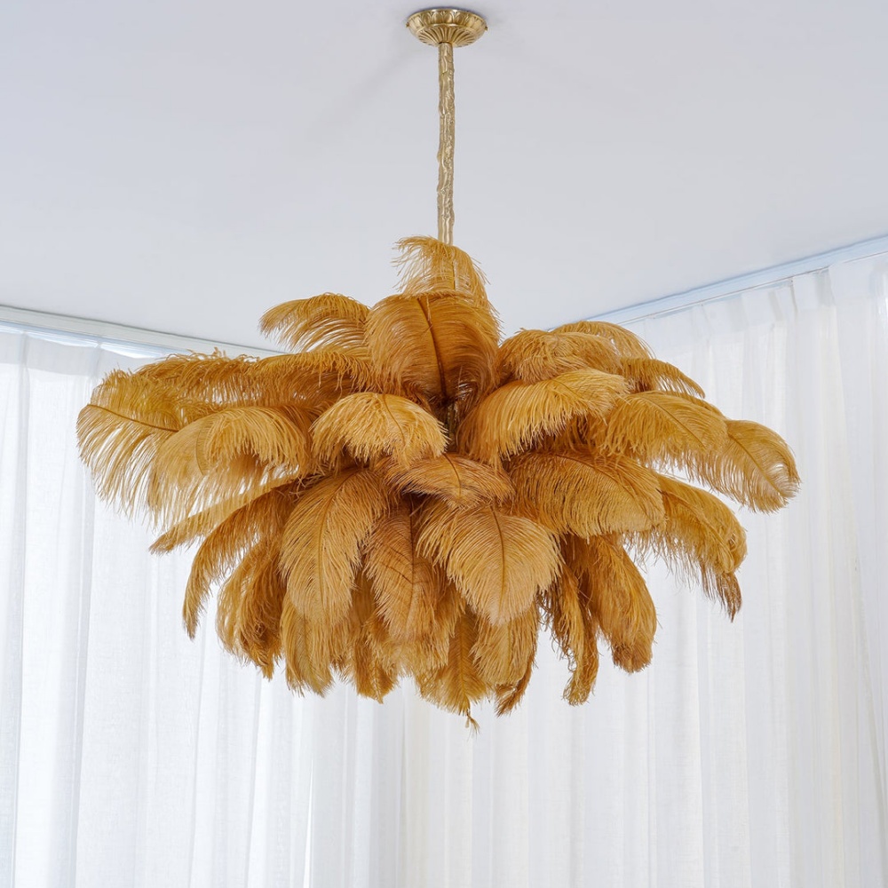 Nordic-Style Multi-Colored Feather Chandelier  Creative Art Light for Living Room