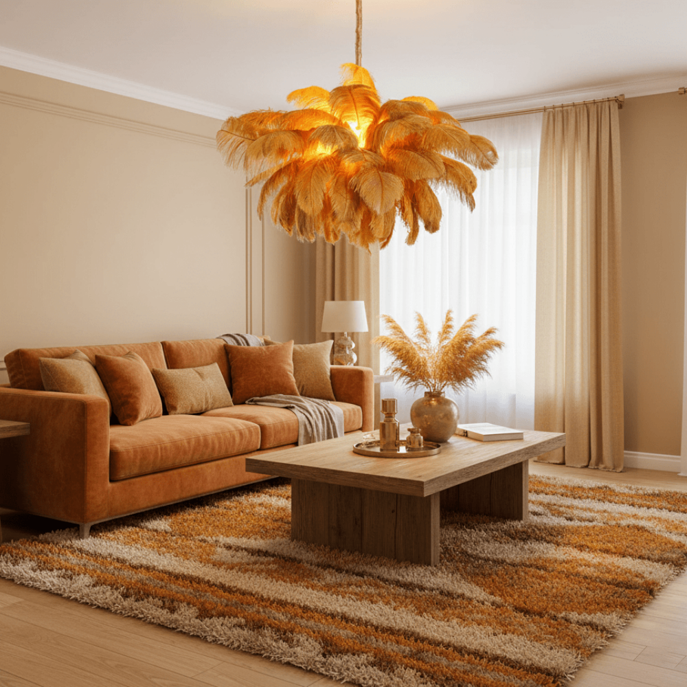 Nordic-Style Multi-Colored Feather Chandelier  Creative Art Light for Living Room