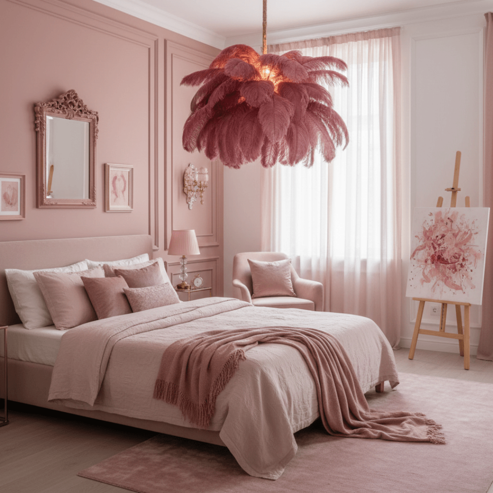 Nordic-Style Multi-Colored Feather Chandelier  Creative Art Light for Living Room