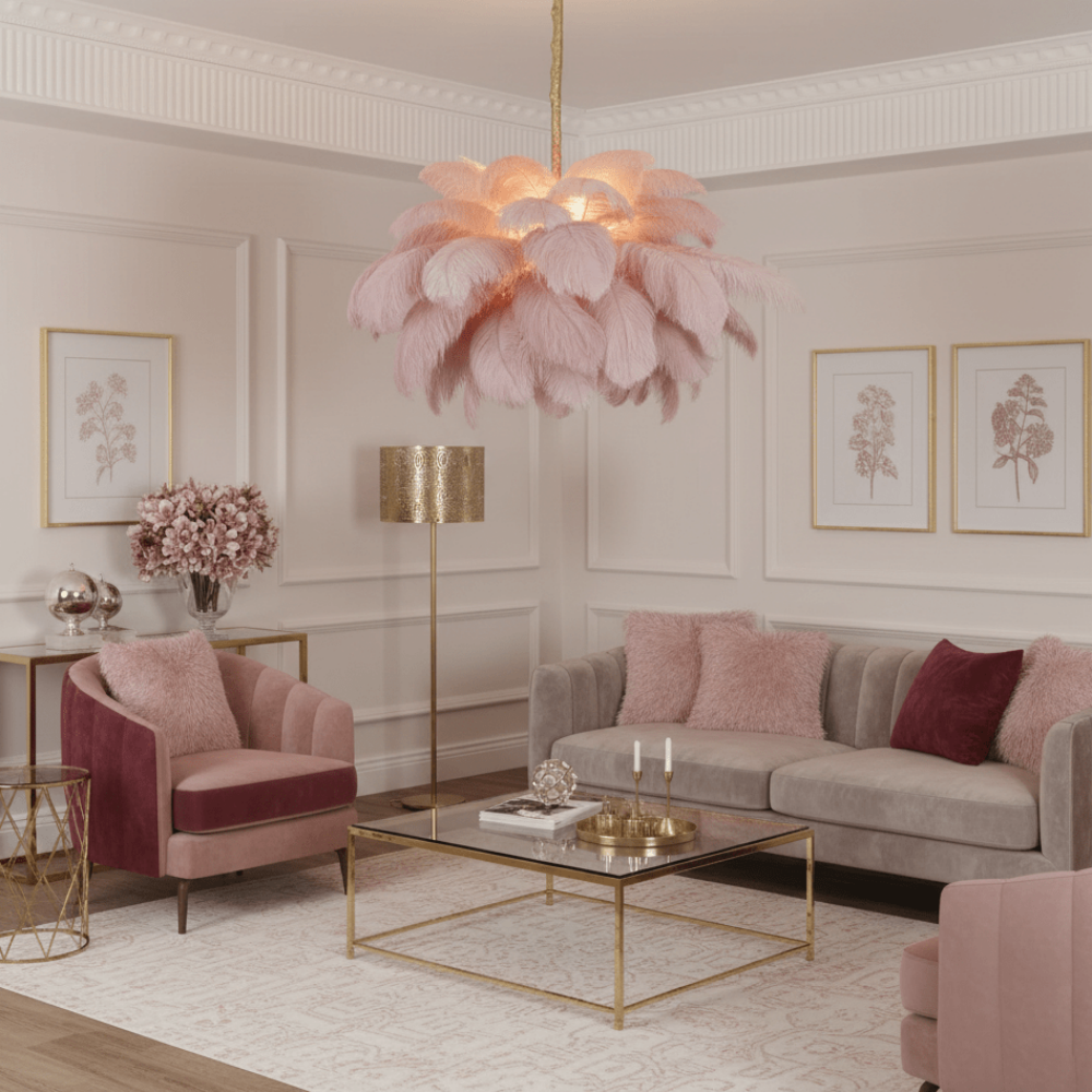 Nordic-Style Multi-Colored Feather Chandelier  Creative Art Light for Living Room