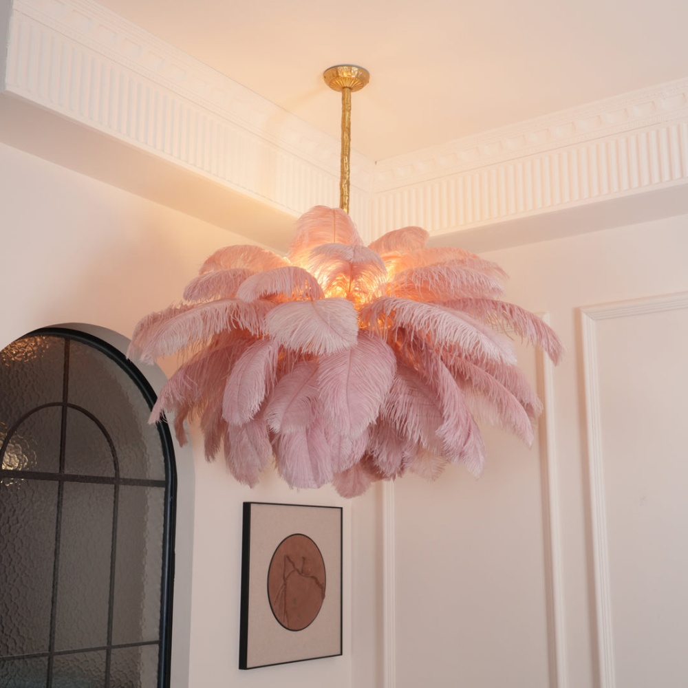 Nordic-Style Multi-Colored Feather Chandelier  Creative Art Light for Living Room