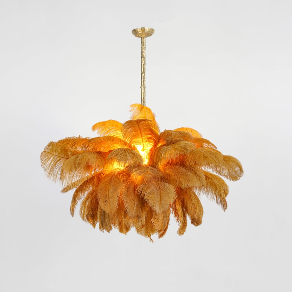 Nordic-Style Multi-Colored Feather Chandelier  Creative Art Light for Living Room