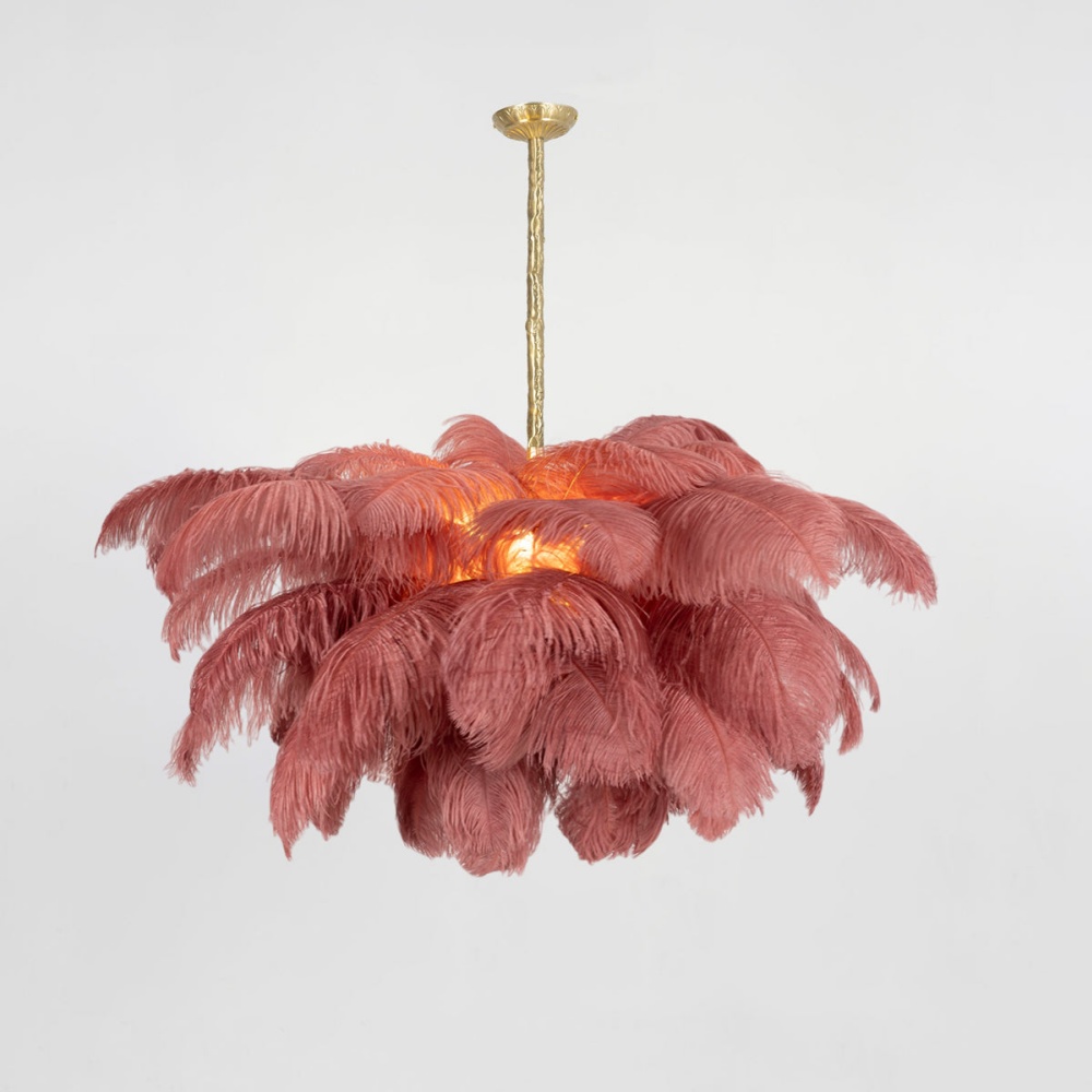Nordic-Style Multi-Colored Feather Chandelier  Creative Art Light for Living Room