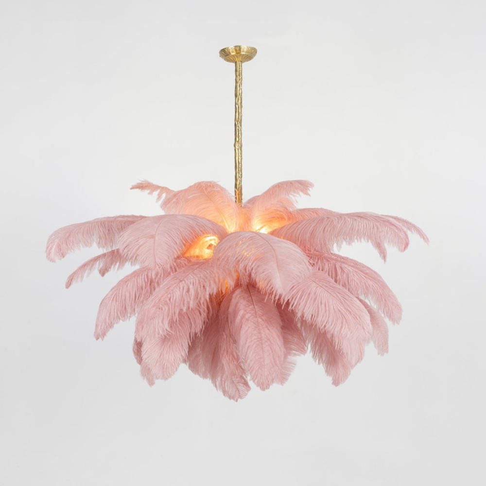 Nordic-Style Multi-Colored Feather Chandelier  Creative Art Light for Living Room