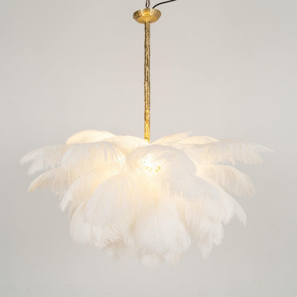 Nordic-Style Multi-Colored Feather Chandelier  Creative Art Light for Living Room