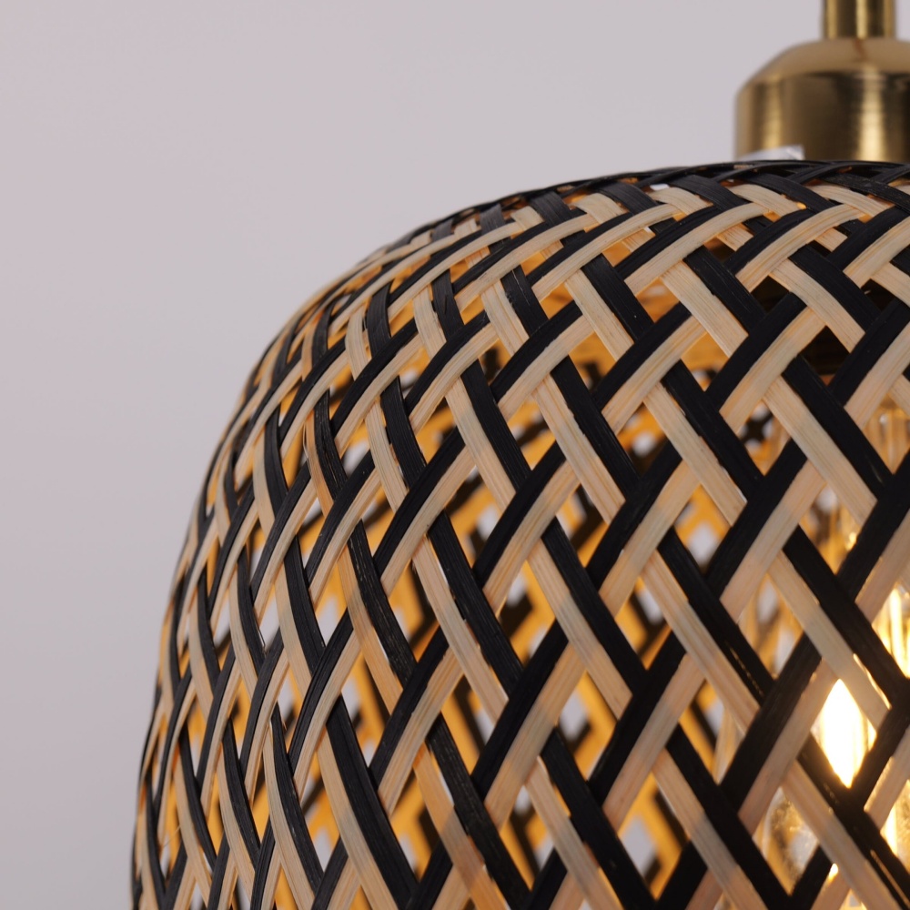 Japanese Style Creative Geometric Black Bamboo Pendant Light