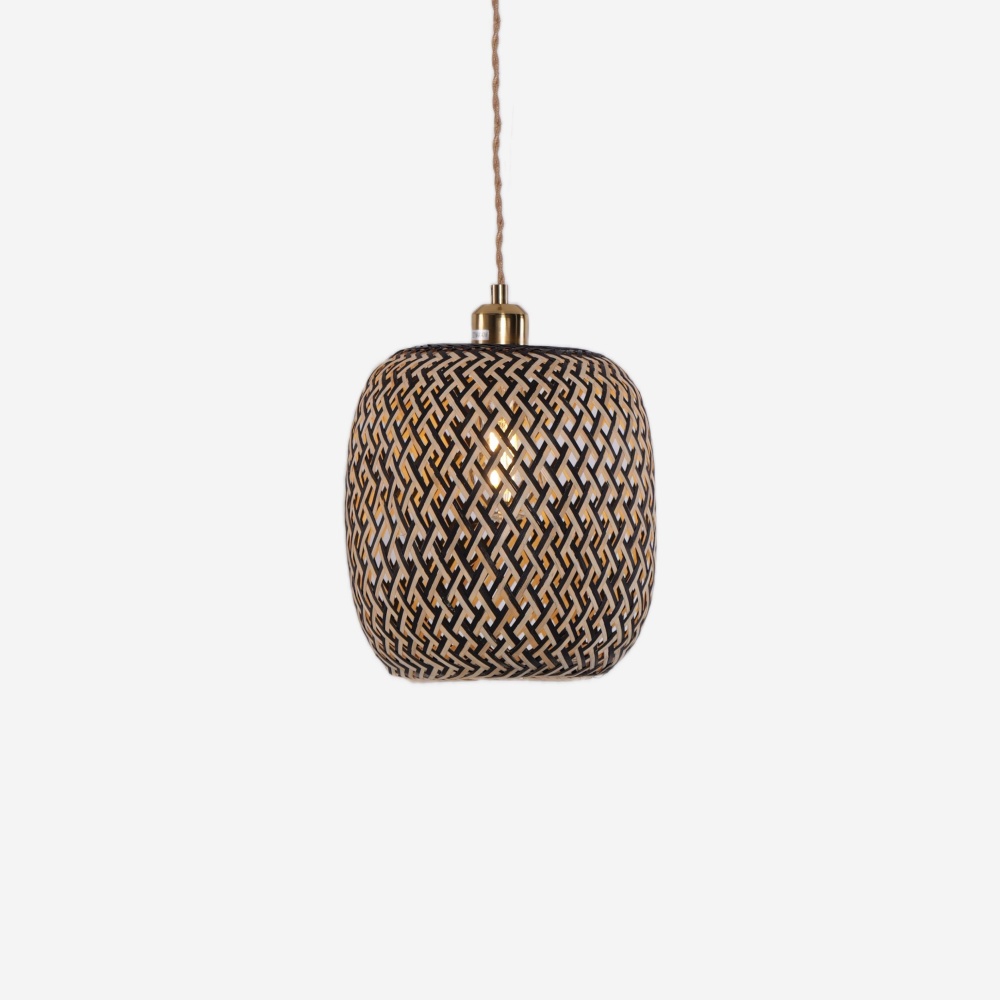 Japanese Style Creative Geometric Black Bamboo Pendant Light